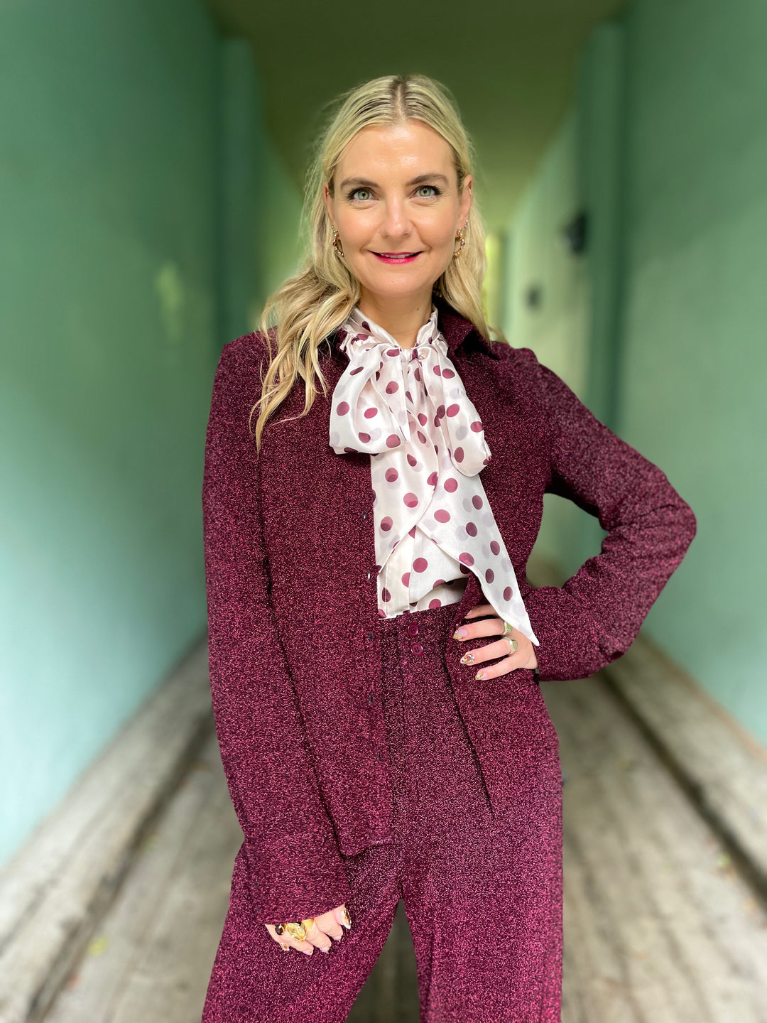 Ethel bluse - plomme prikker