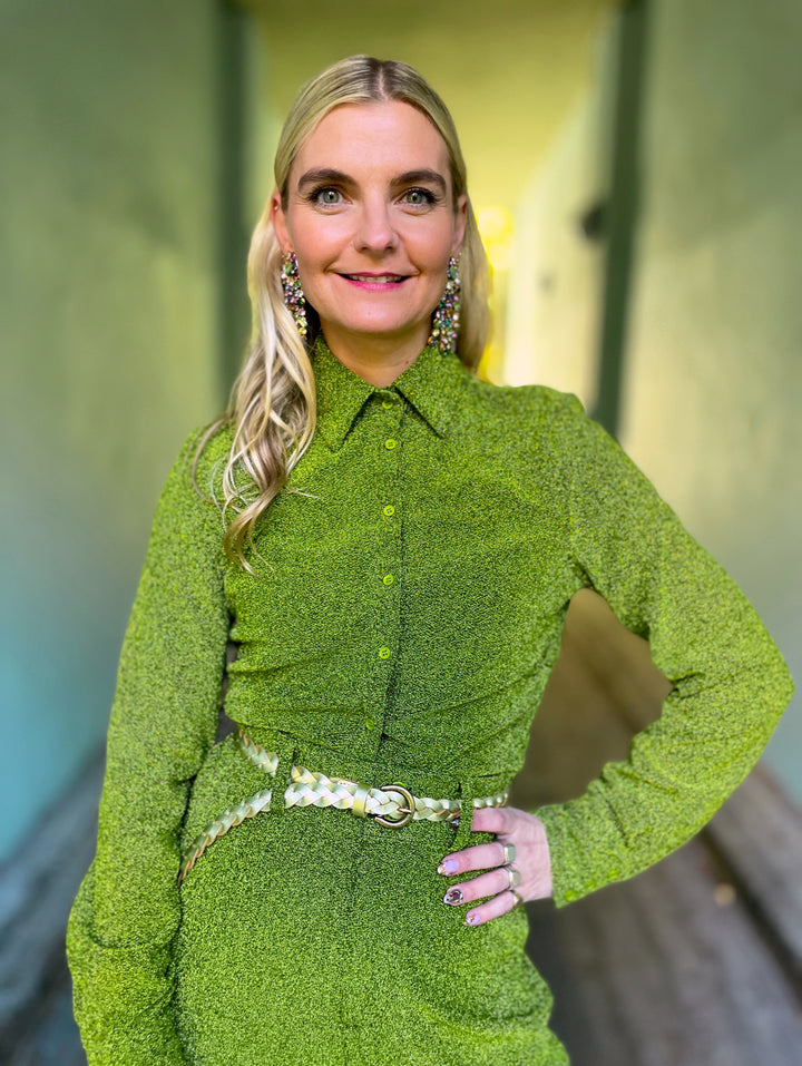 Liza shirt lurex - sparkly moss