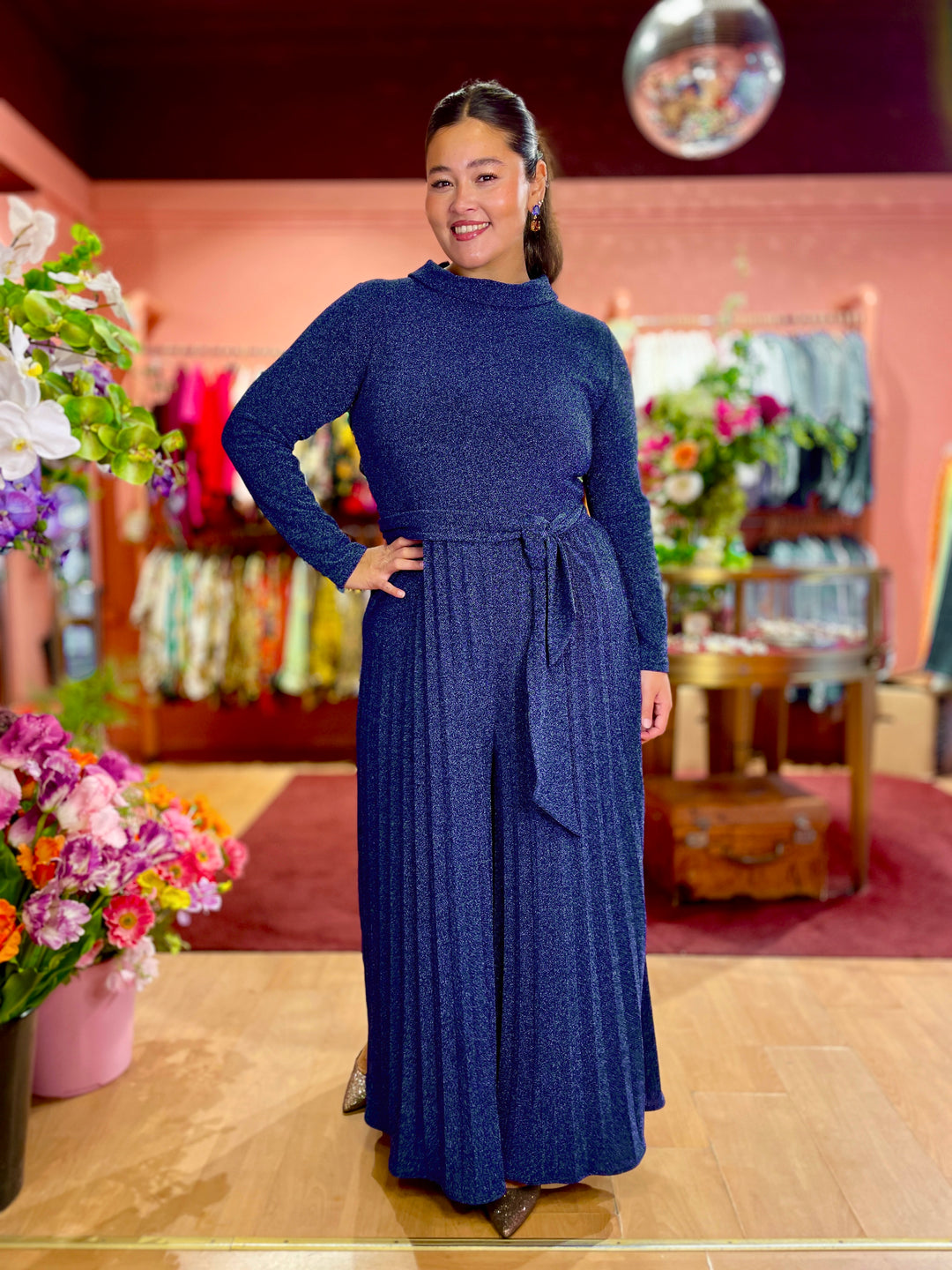 Bianca buksedress lurex - midnight blue