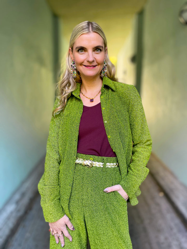 Liza shirt lurex - sparkly moss
