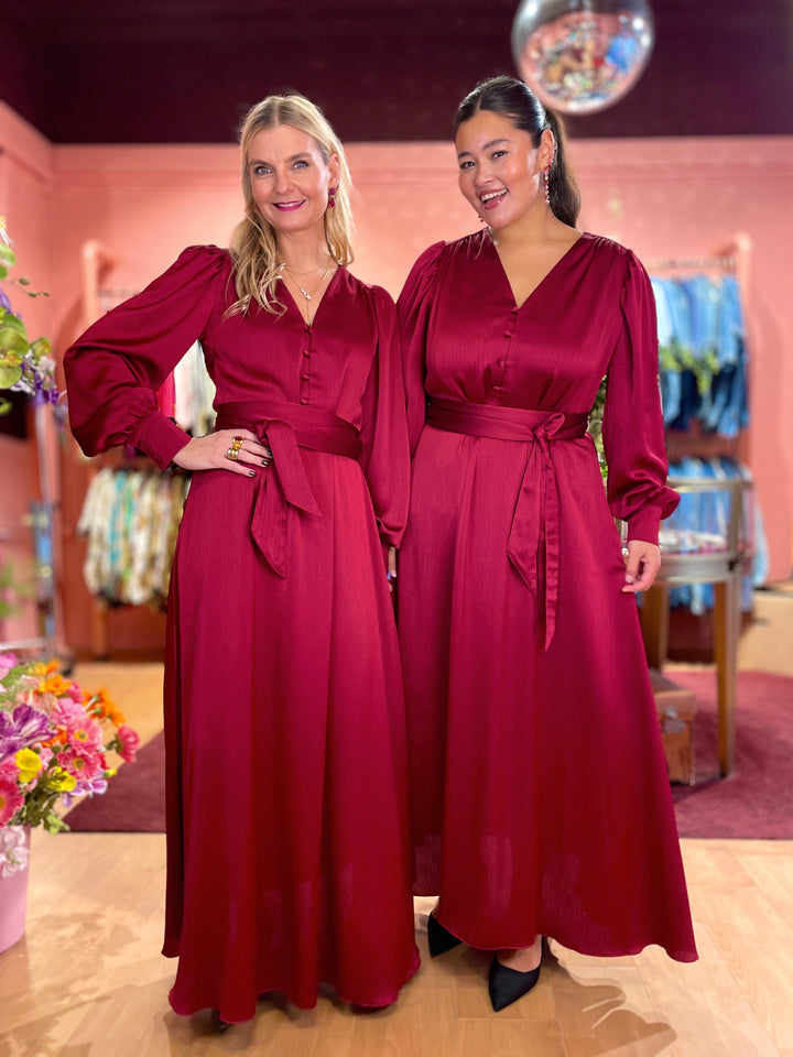 Daisy dress - long - red satin