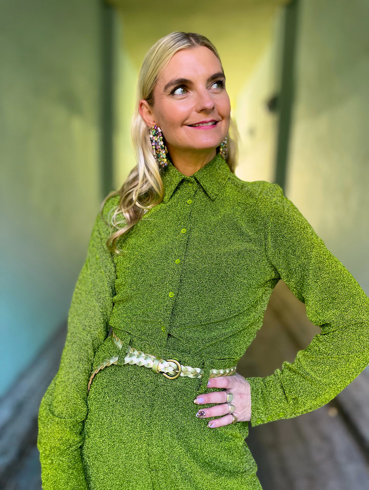 Liza shirt lurex - sparkly moss