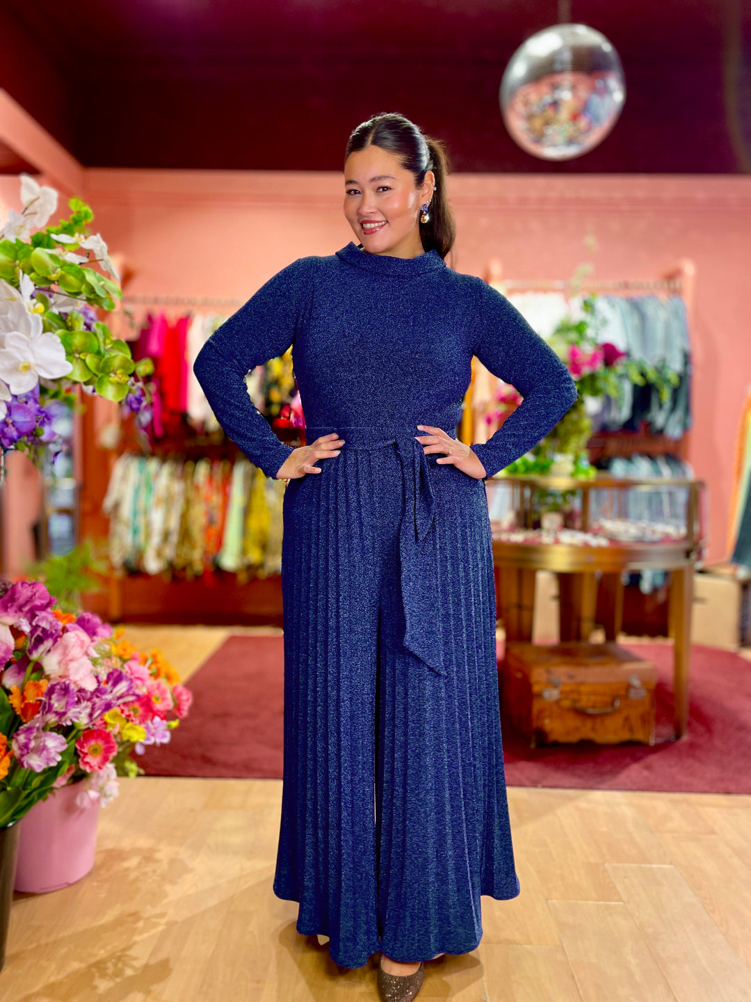 Bianca buksedress lurex - midnight blue
