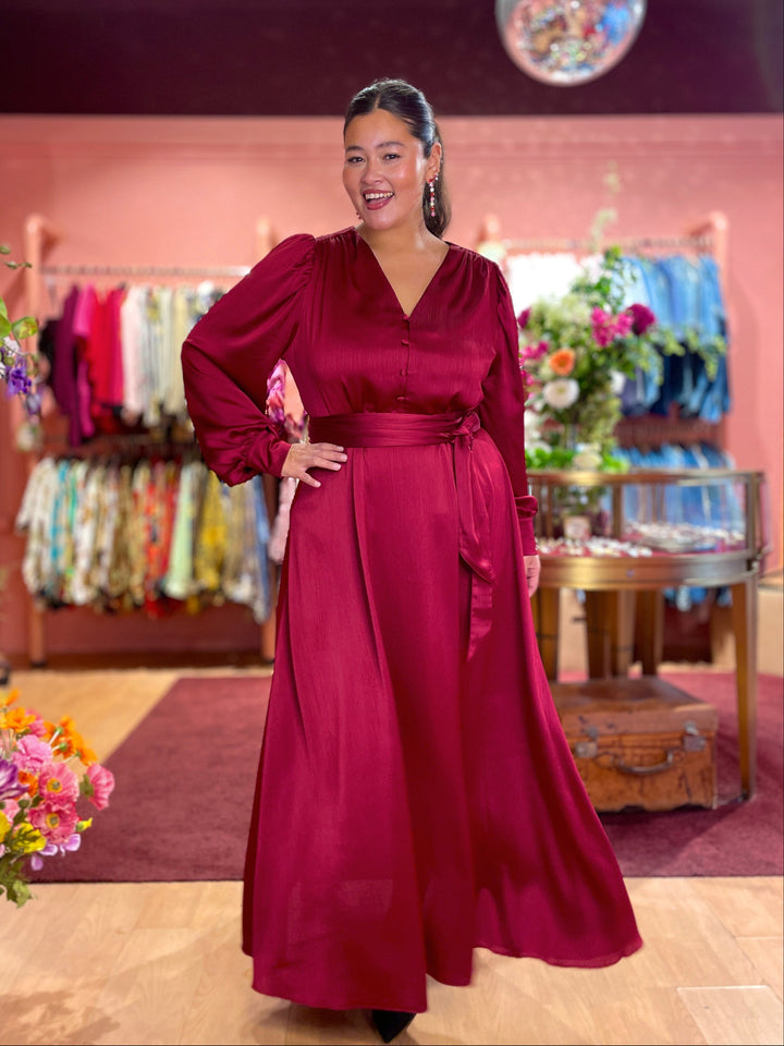 Daisy dress - long - red satin