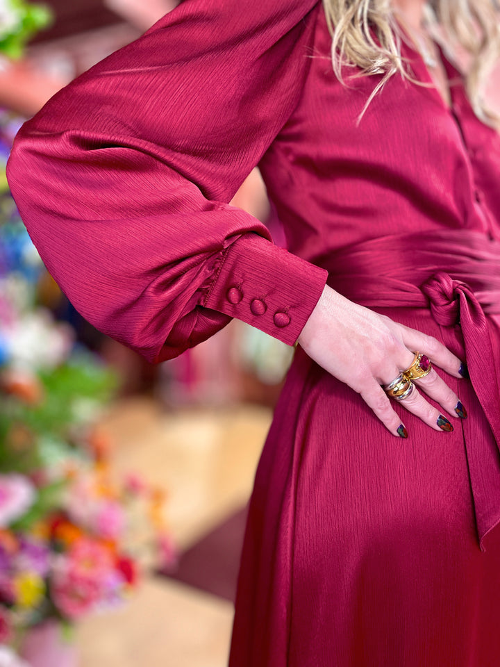 Daisy dress - long - red satin