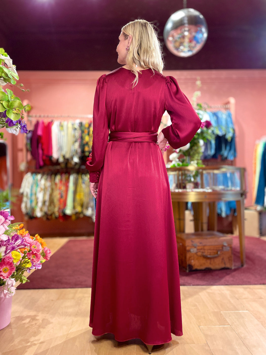 Daisy dress - long - red satin
