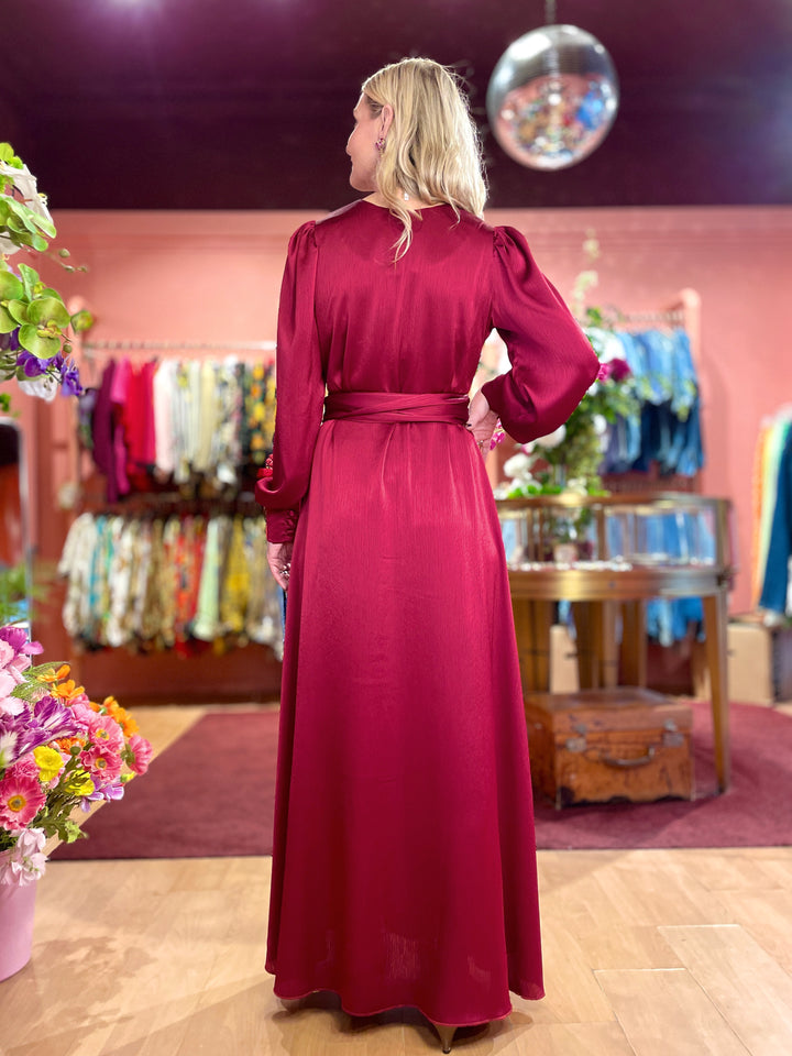 Daisy dress - long - red satin