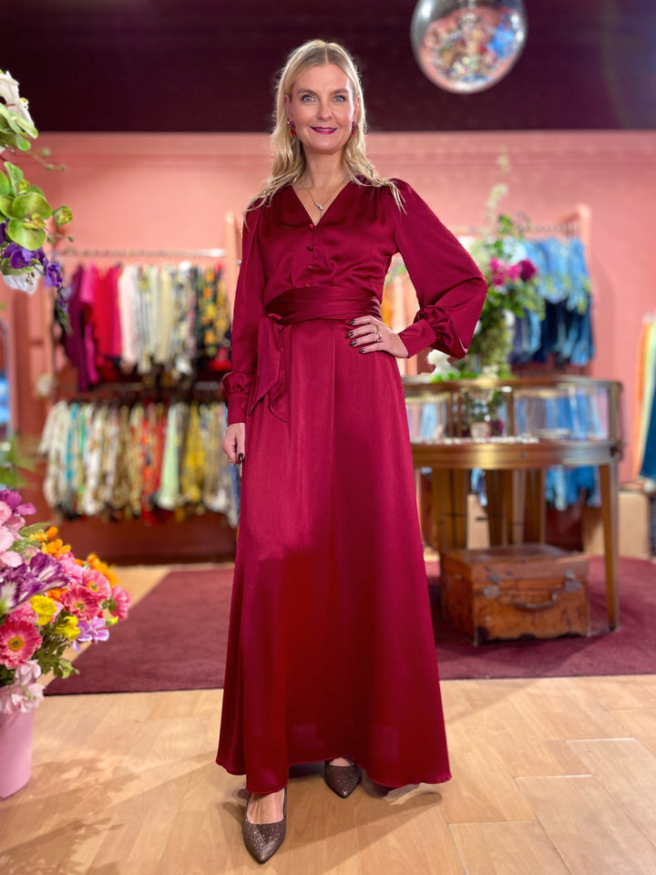 Daisy dress - long - red satin