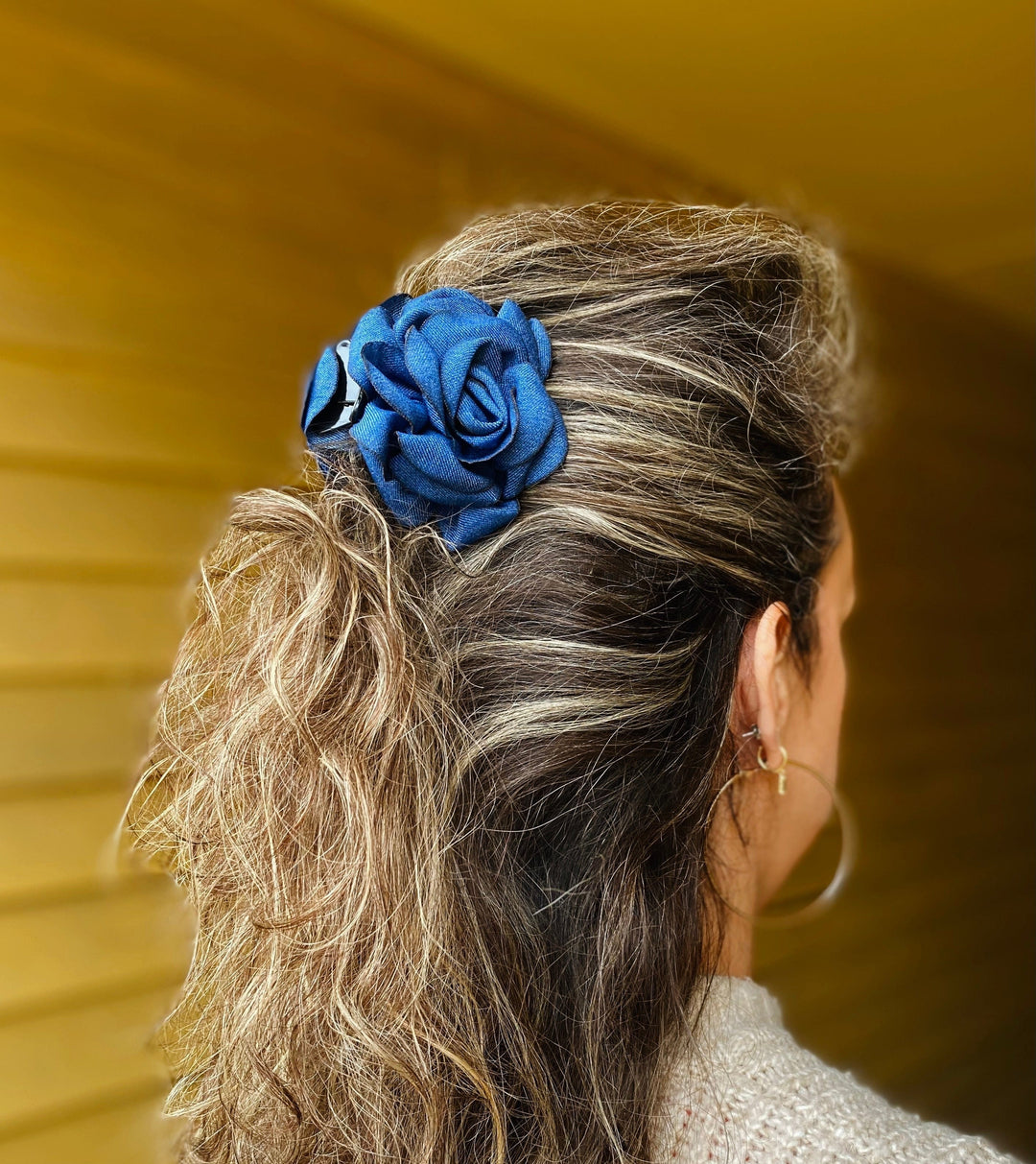Pico hårpynt Hårklype Denim med blomst - rose