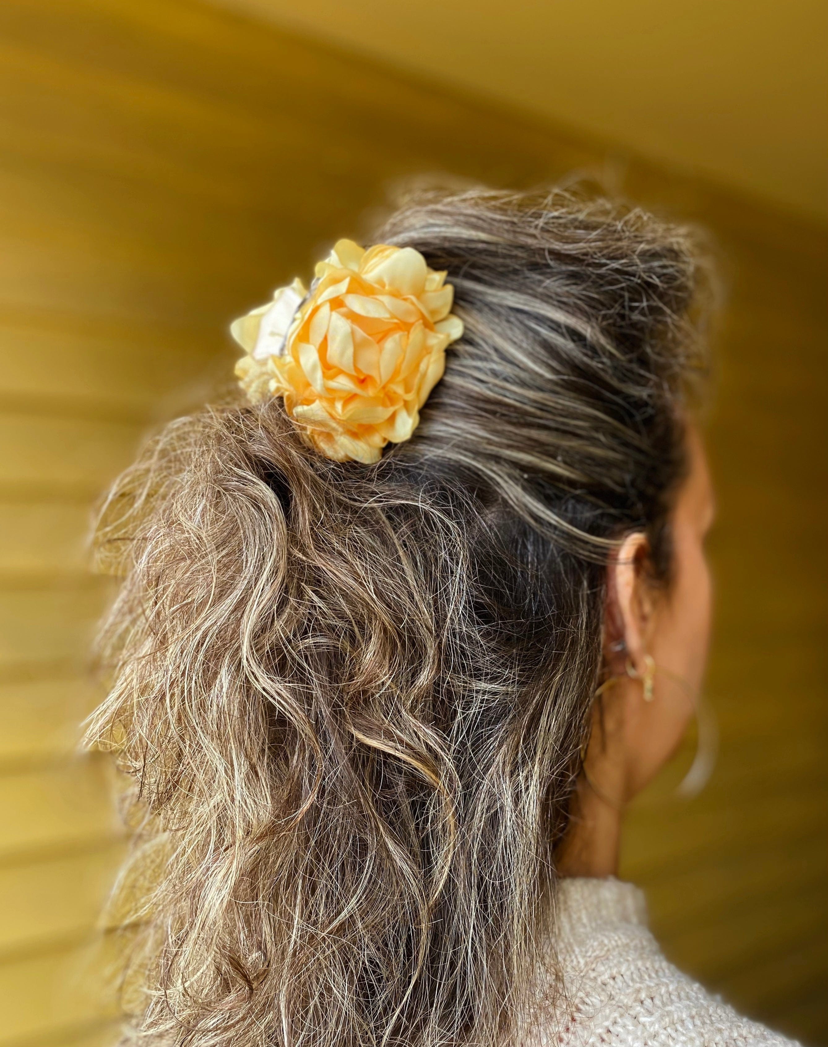 Pico hårpynt Hårklype Flower med blomst - banana gul