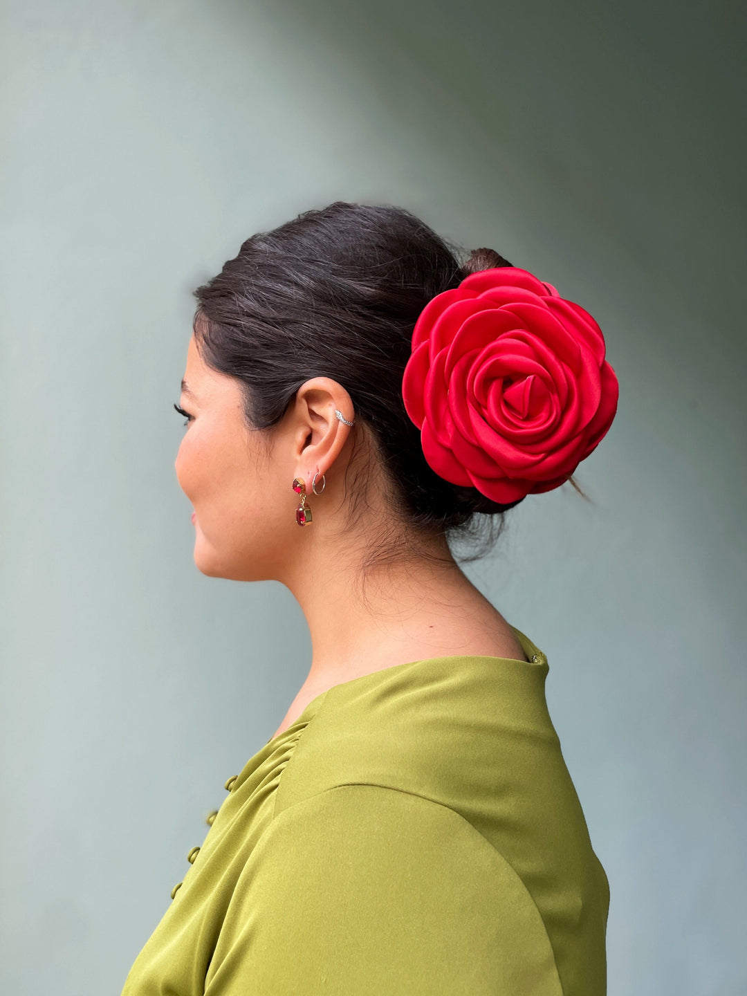 Pico hårpynt Hårklype Stor Satin rose - bright red