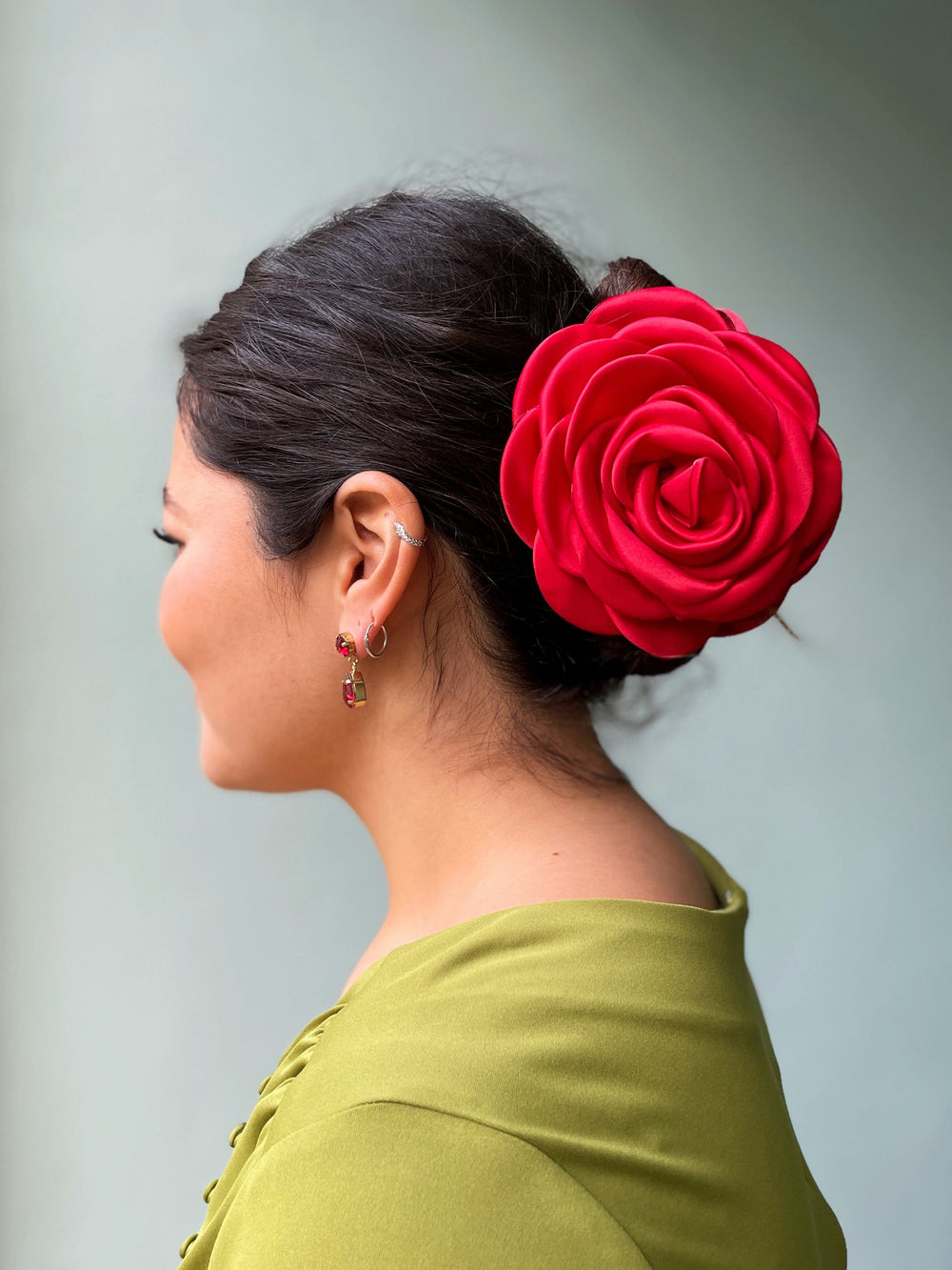 Pico hårpynt Hårklype Stor Satin rose - bright red