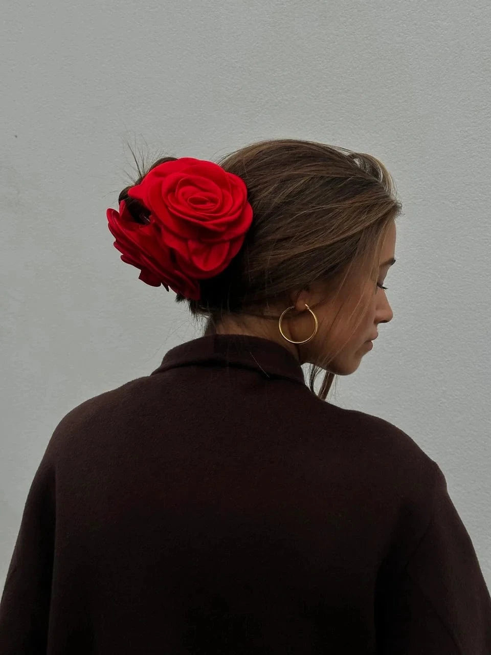 Pico hårpynt Hårklype Stor Satin rose - svart