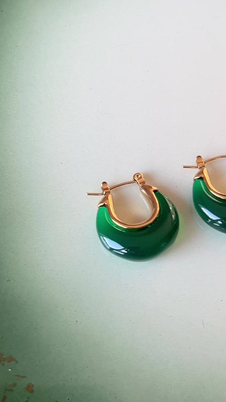 Frøken Dianas Salonger Marbled Drops Hoops Grønn Green