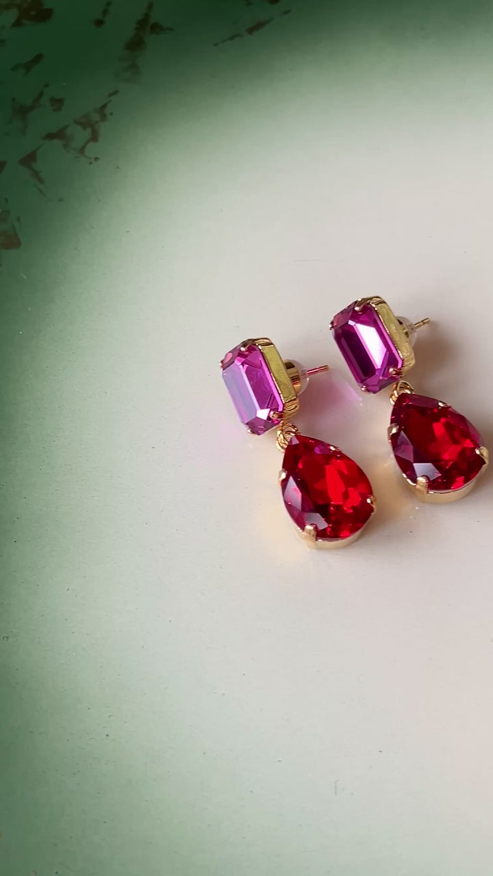 Lydia earrings - dark rose/light siam