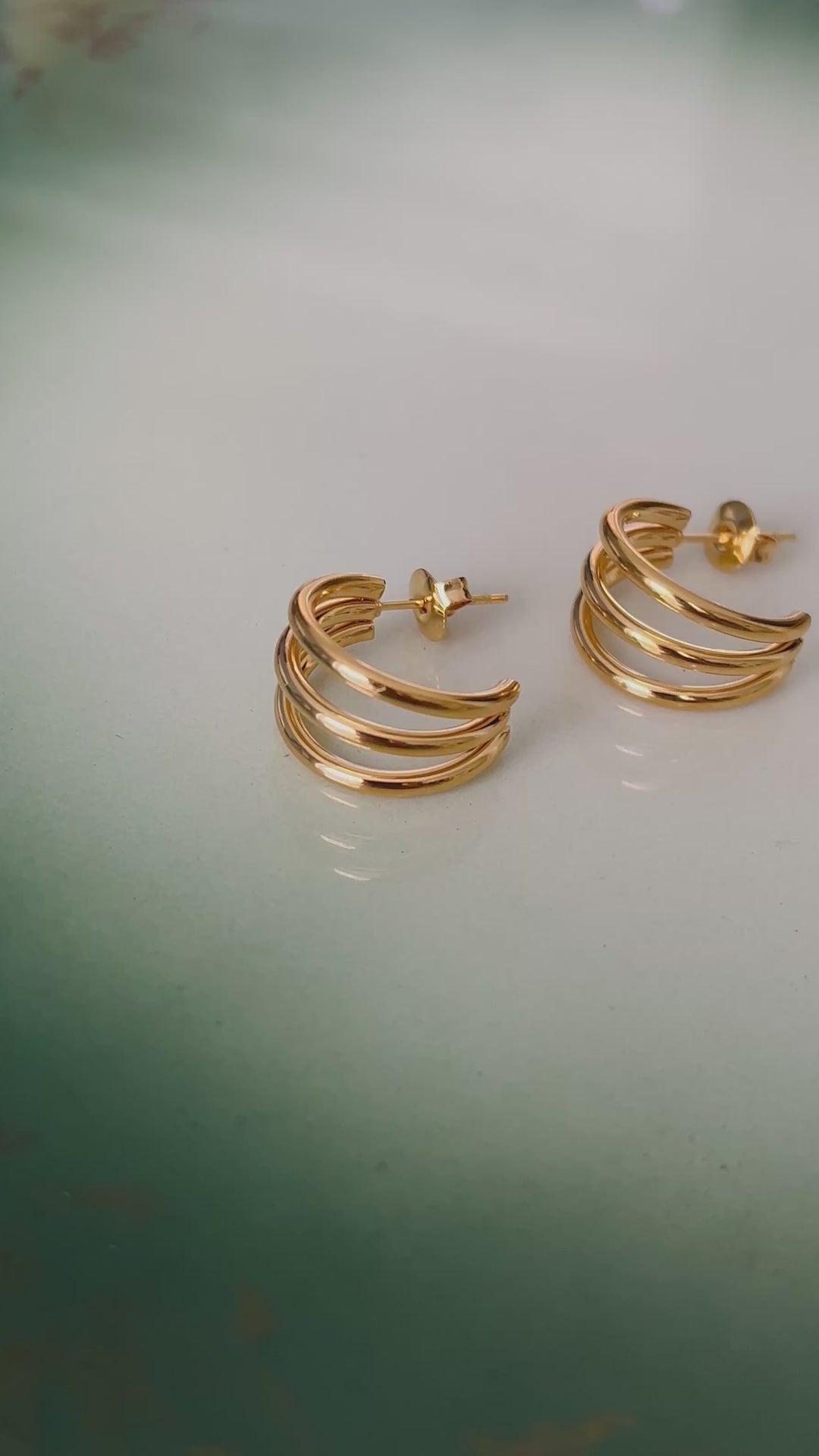 Øredobber Trippel hoops - gull