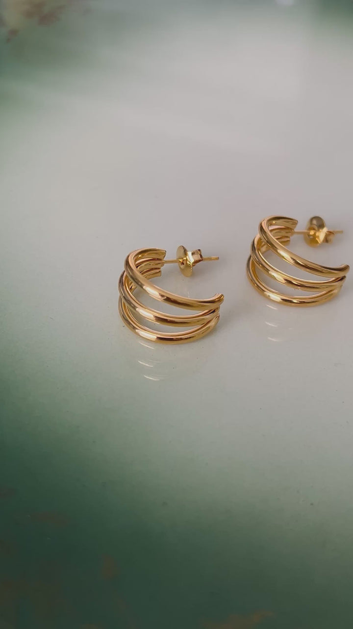 Øredobber Trippel hoops - gull