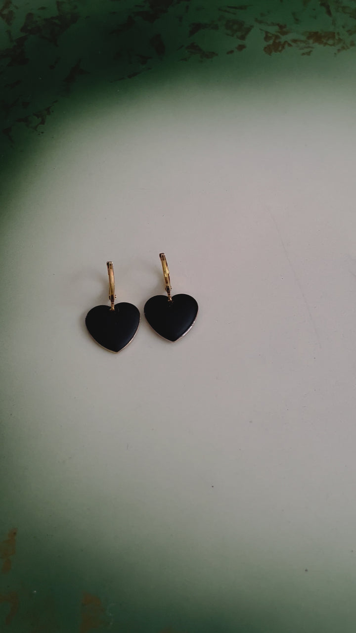 Øredobber hearts - svart