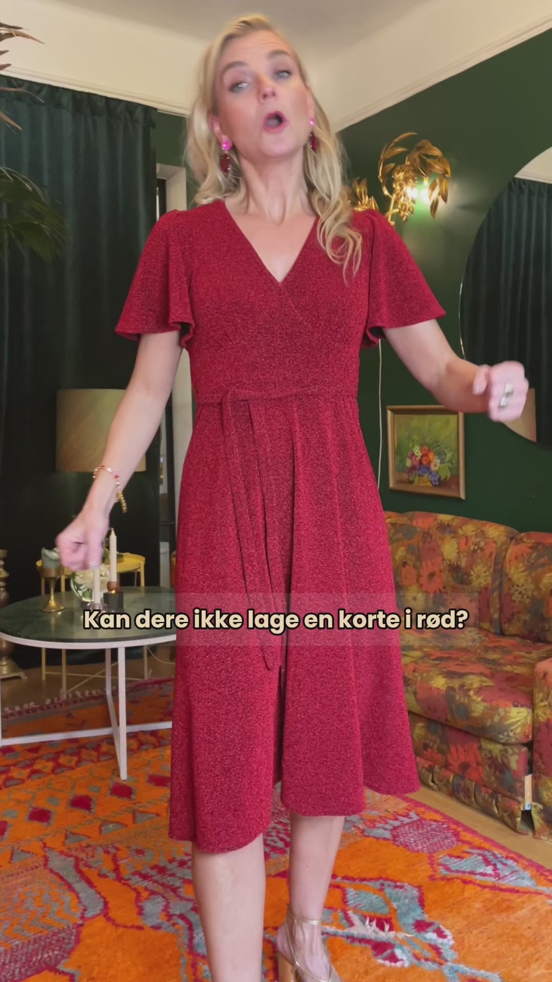 Diana Dress lurex - kort kjole - rød