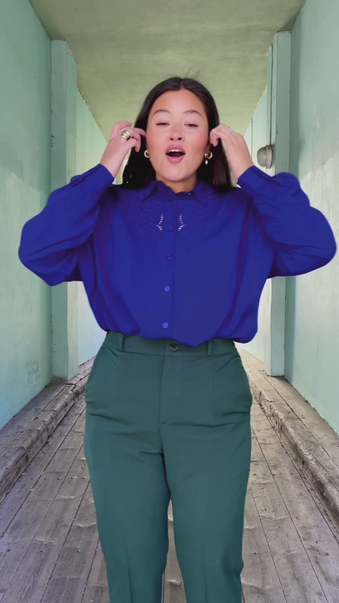Fee Rhodes bluse - bluing