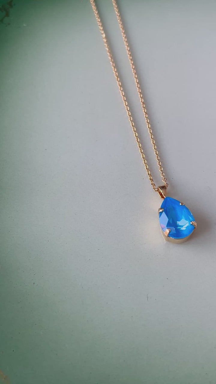 Mini drop necklace - electric blue delite