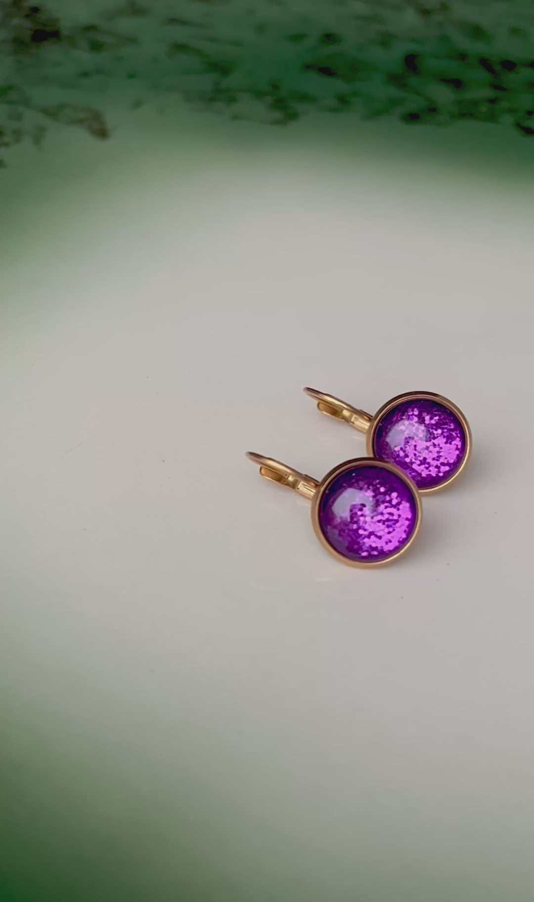 Øredobber dots - Violet glitter