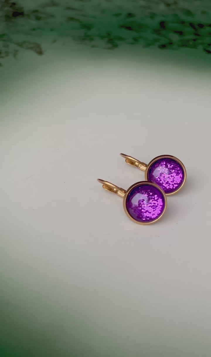 Øredobber dots - Violet glitter