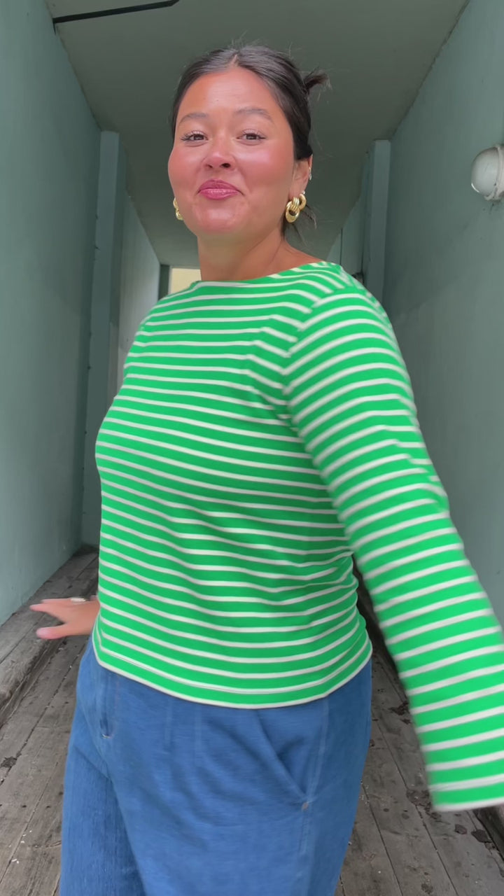 Britney Stripe topp - very green