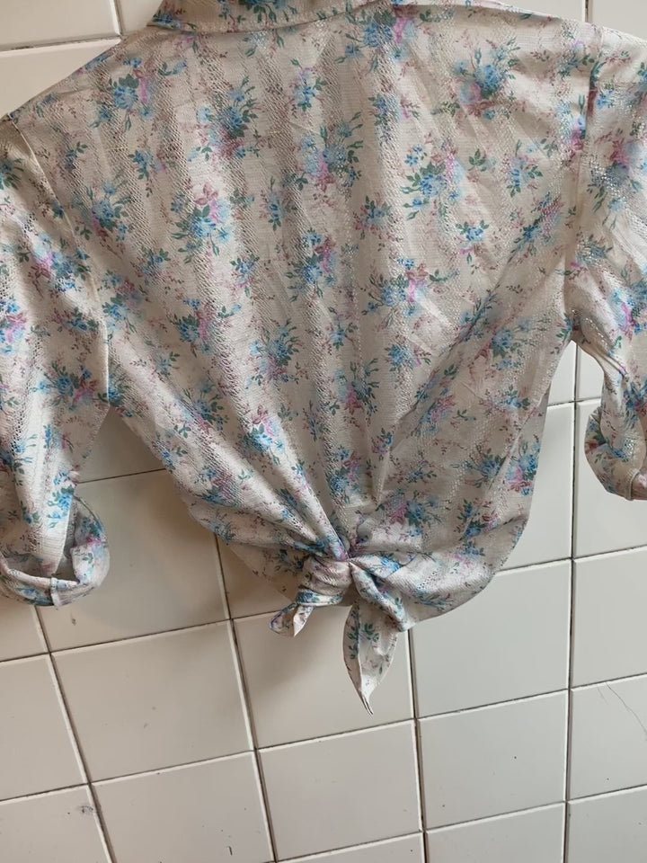 Vintagebluse - Romantisk hullmønstret, str XS