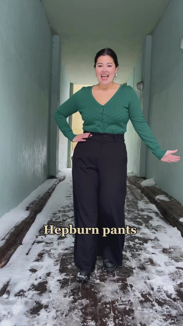 Hepburn Pants med gylf - bukse med høyt liv - svart