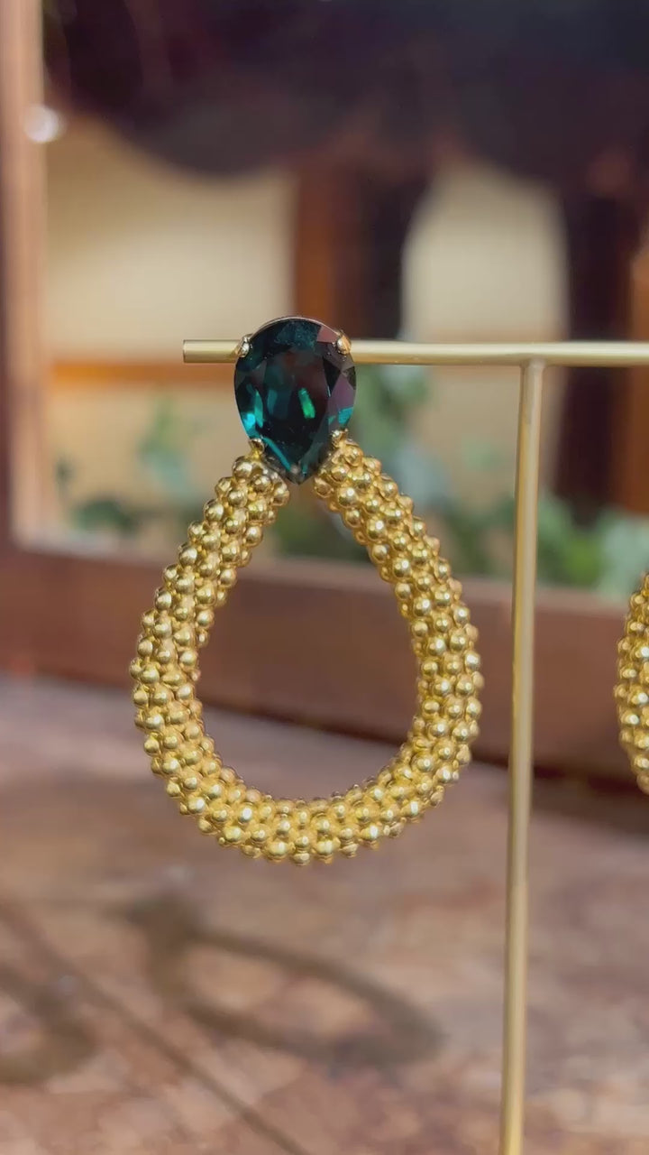 Classic Rope earrings - emerald