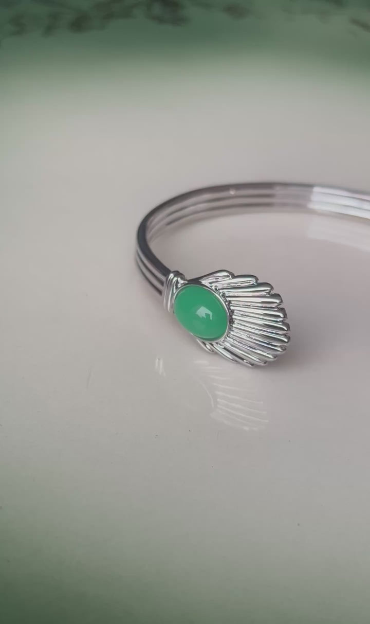 Venus Bangle armbånd - emerald sølv