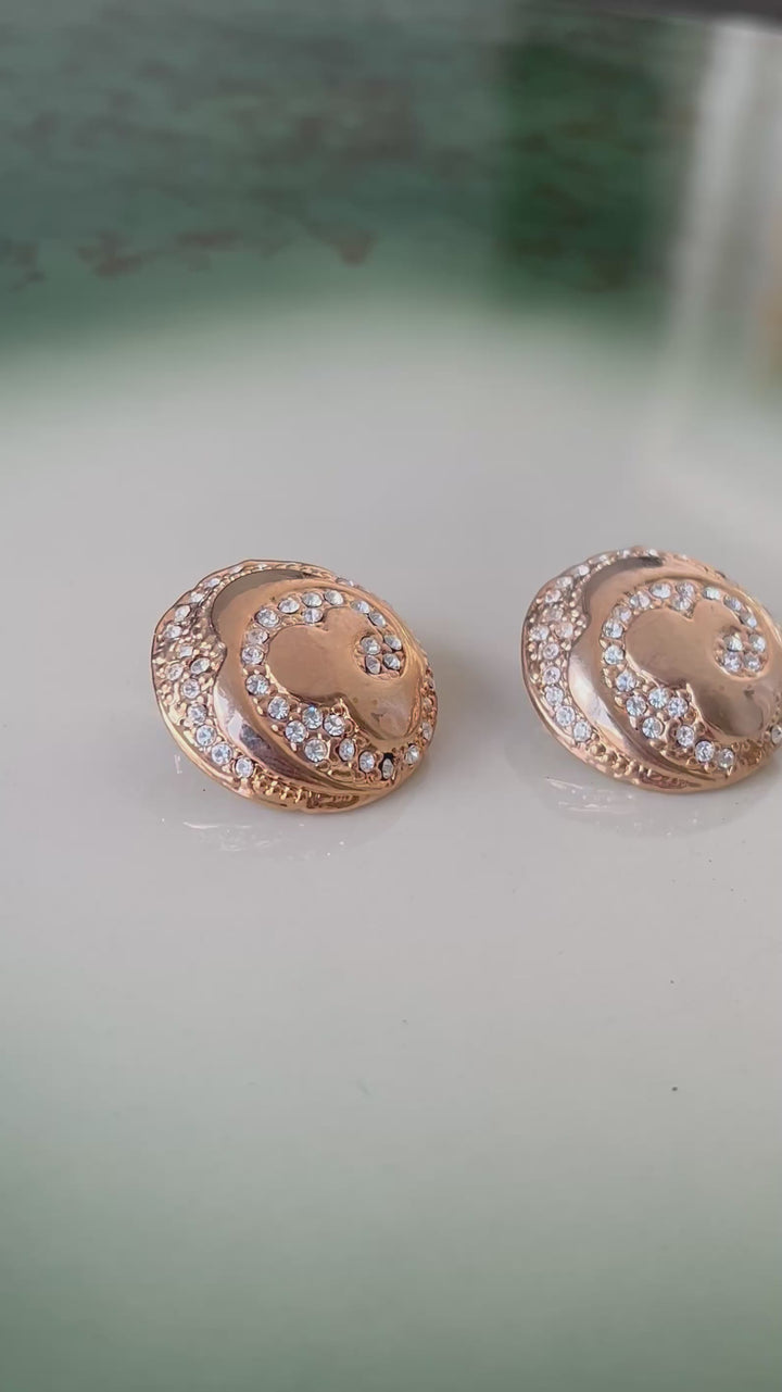 Vintage øredobber - runde med strass