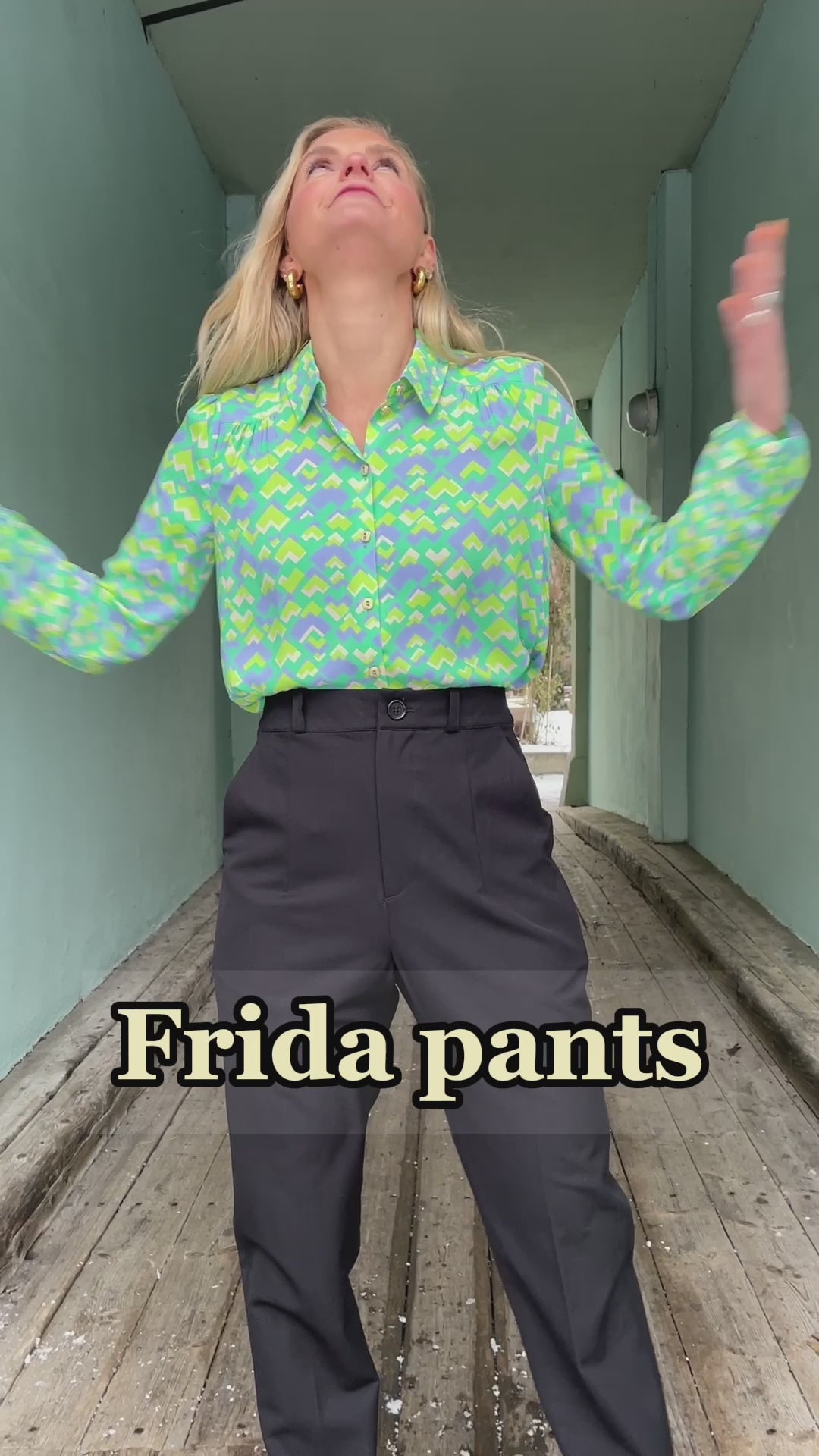 Frida Pants med gylf - bukse med høyt liv - svart