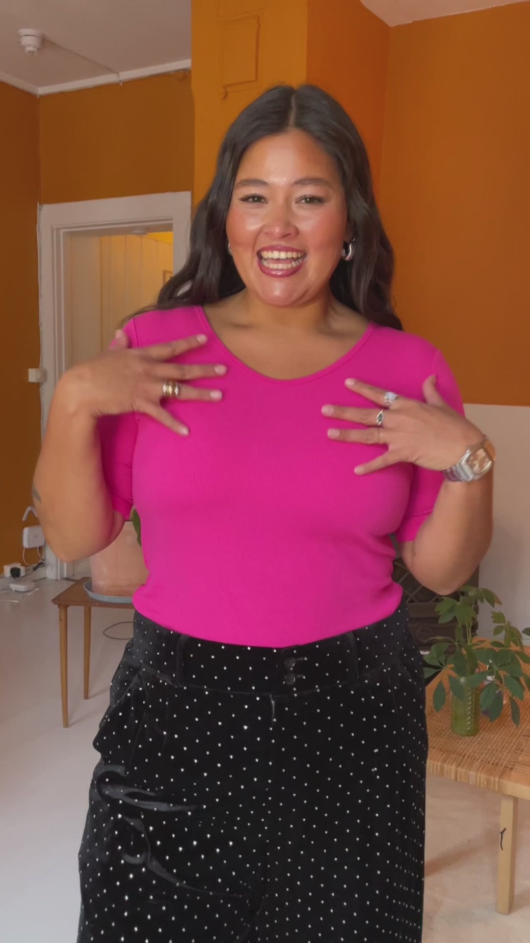 Rib topp - rosa
