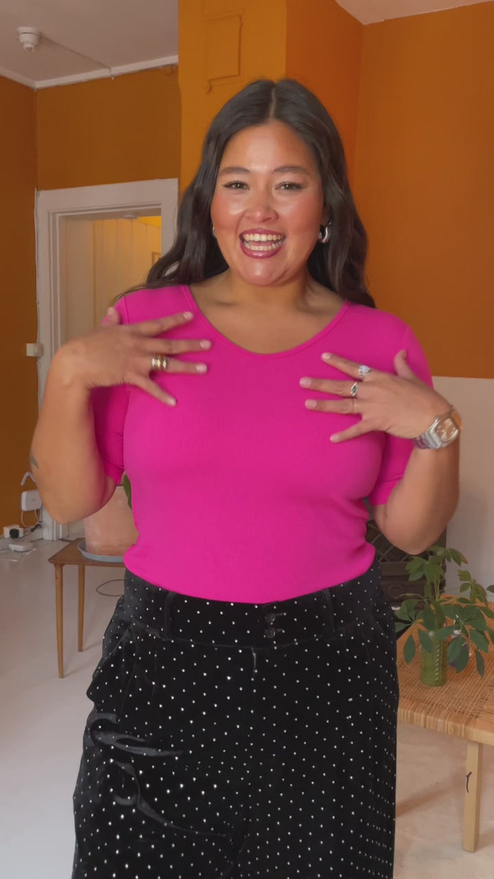 Rib topp - rosa