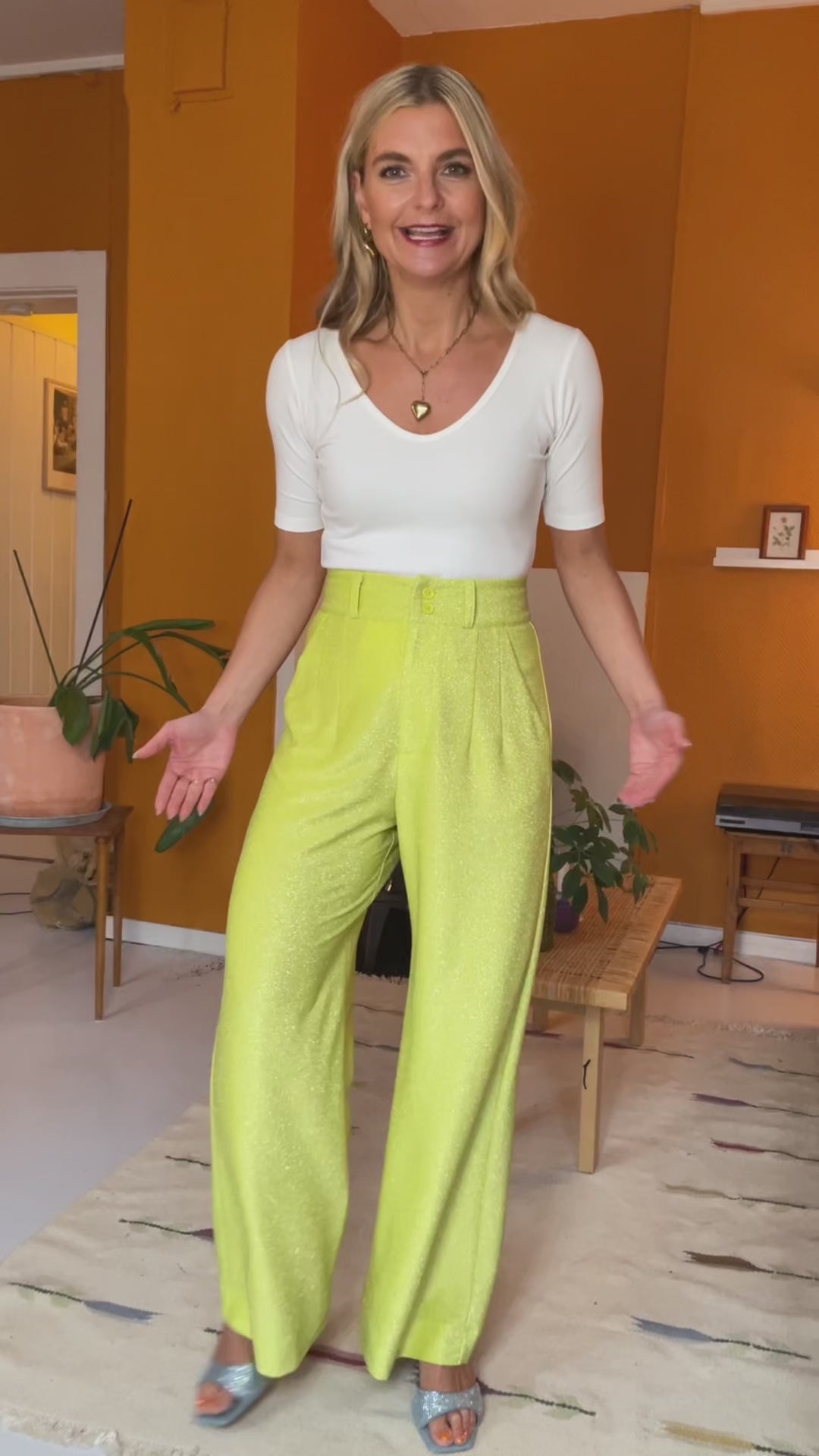 Hepburn pants lurex - lemon