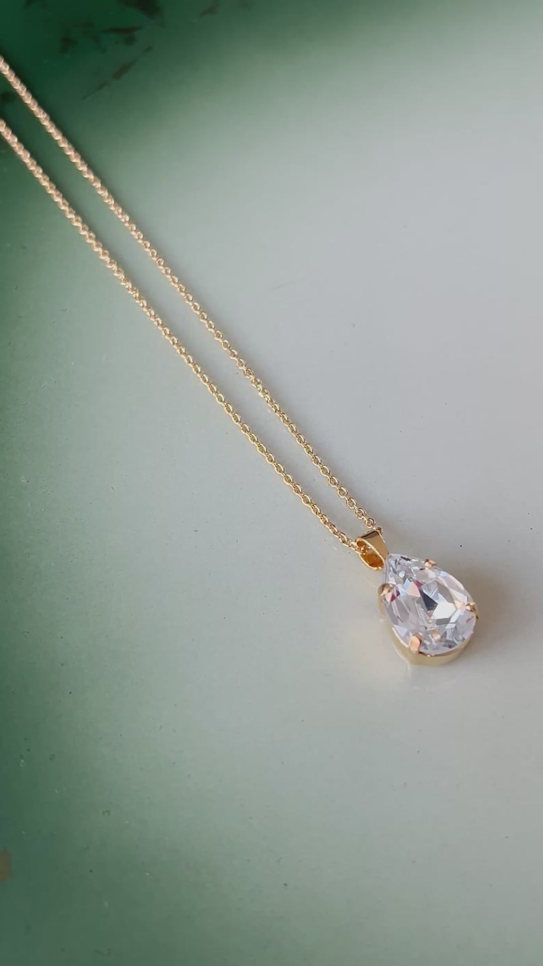 Mini drop necklace - gold crystal