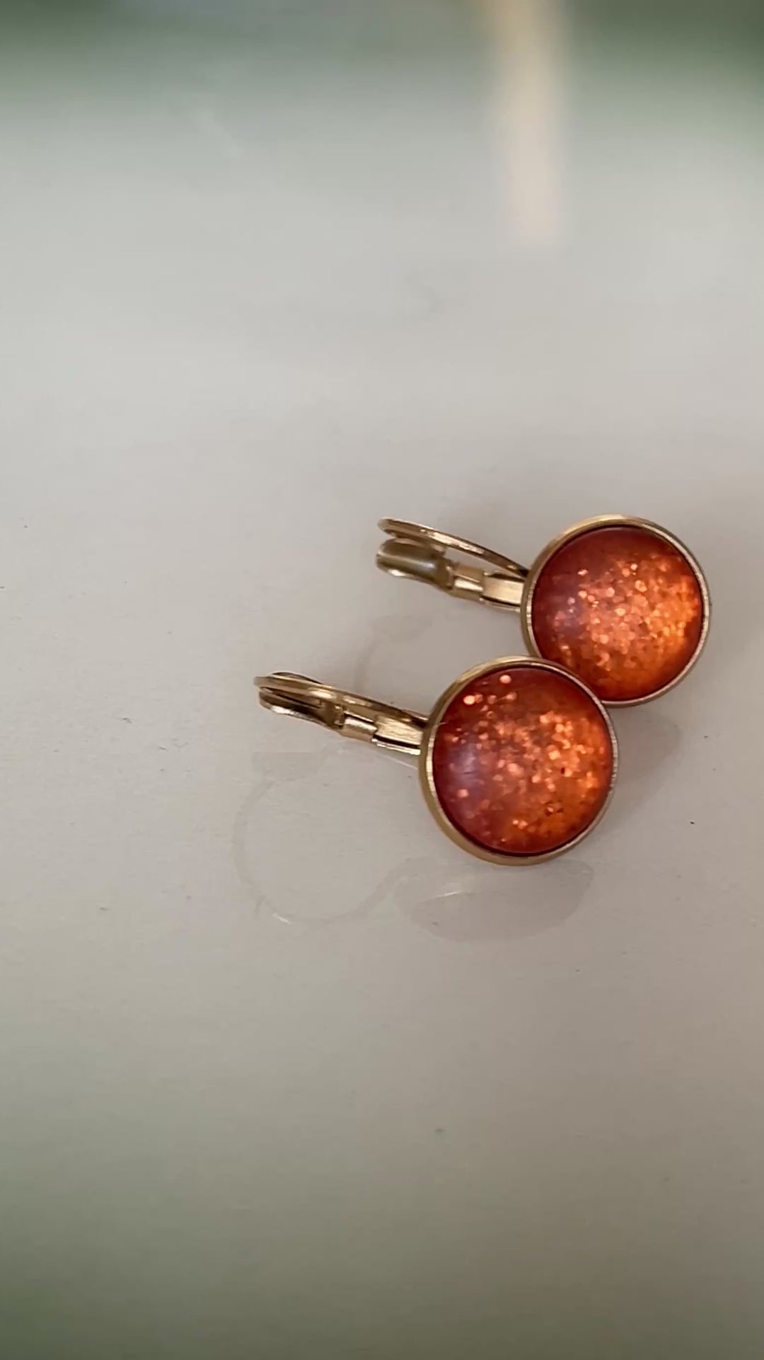 Øredobber dots - pumpkin glitter