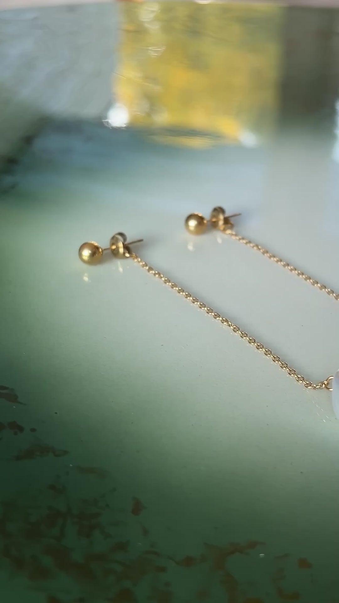 Frøken Dianas Salonger Chain Pearl drops øredobber hengende lenke chain perle pearl