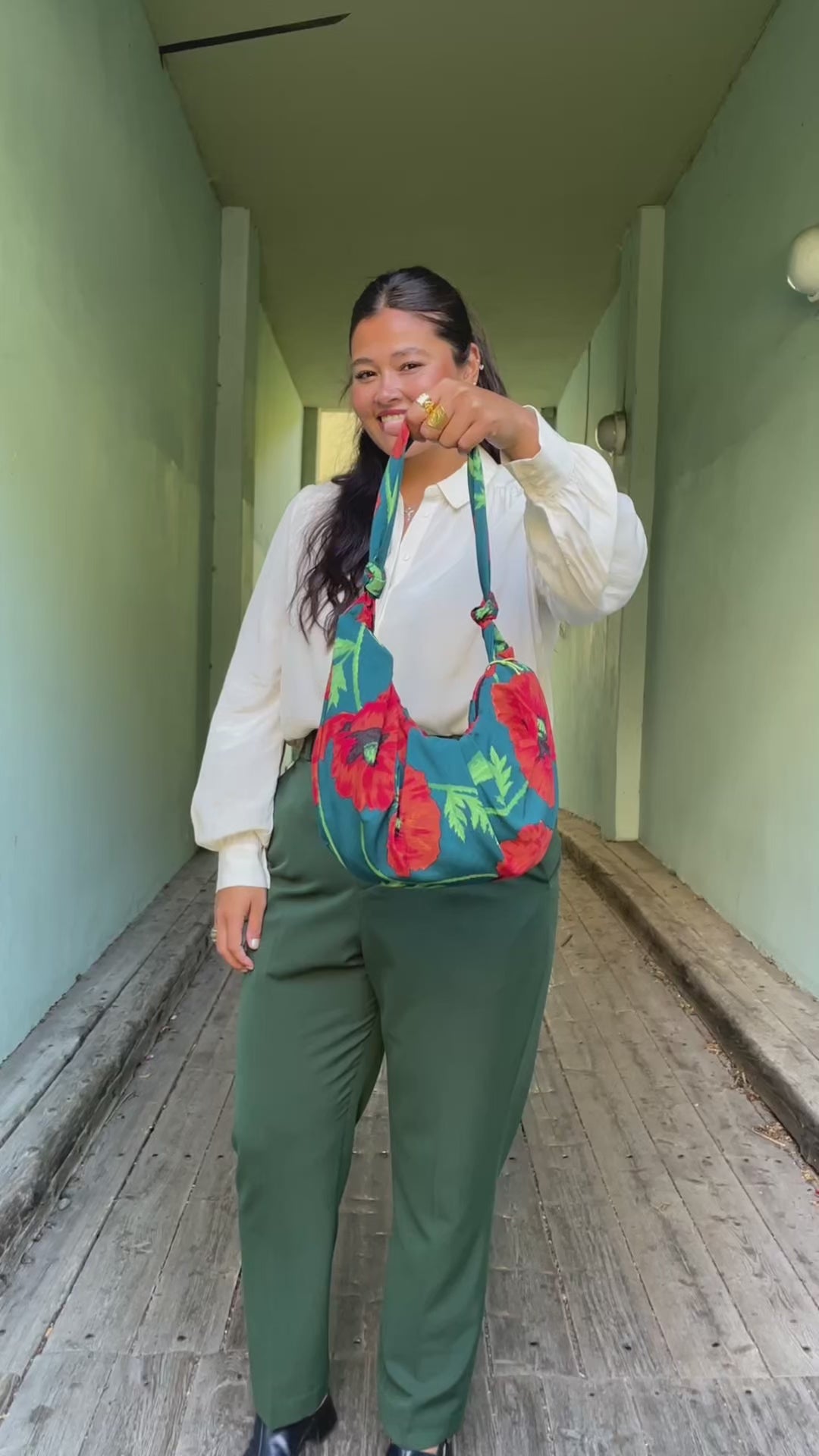 Veske av restestoff - Poppy green