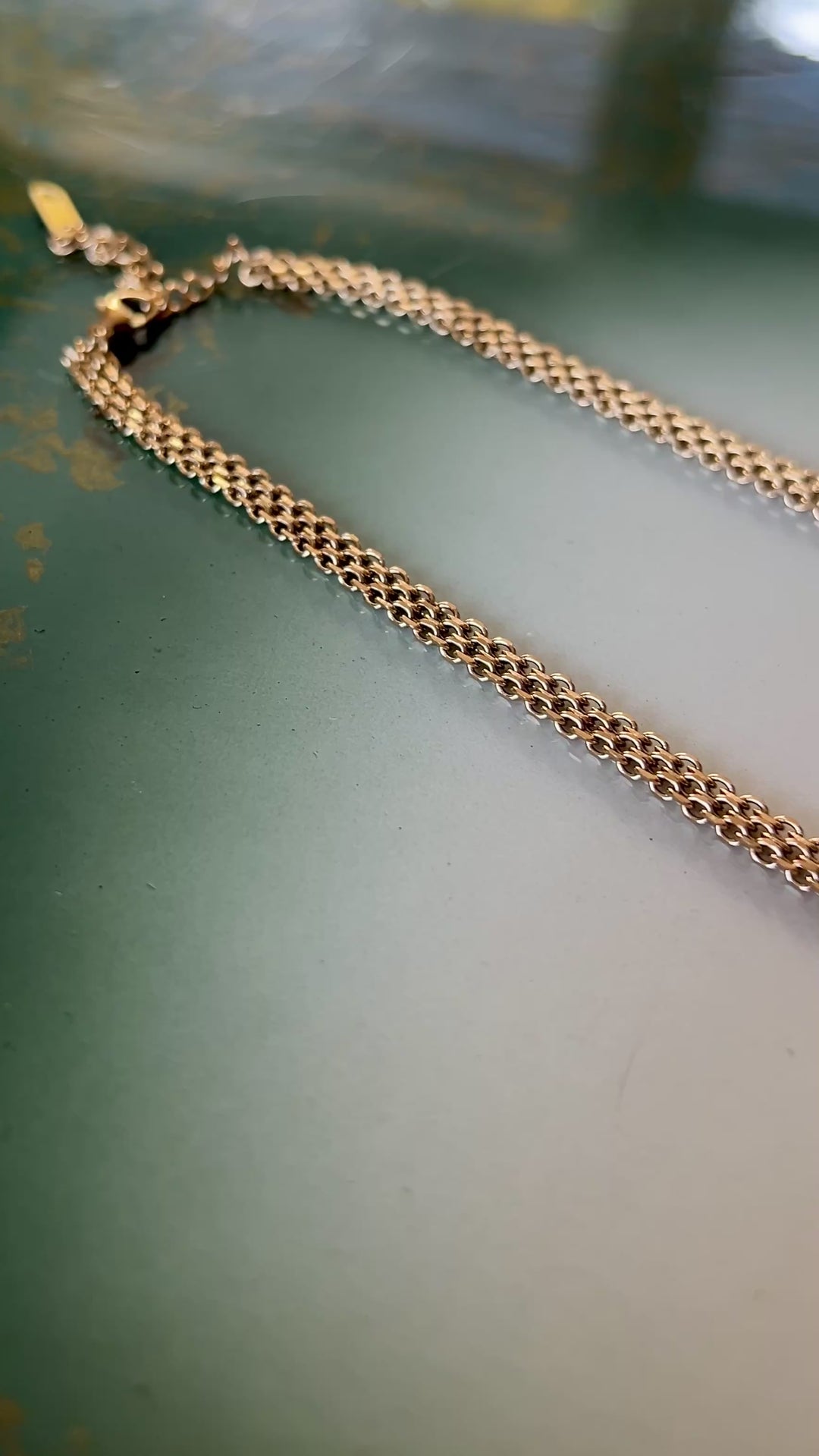 Frøken Dianas Salonger Halskjede Braided chain flettet lenke rustfritt stål gullforgylt