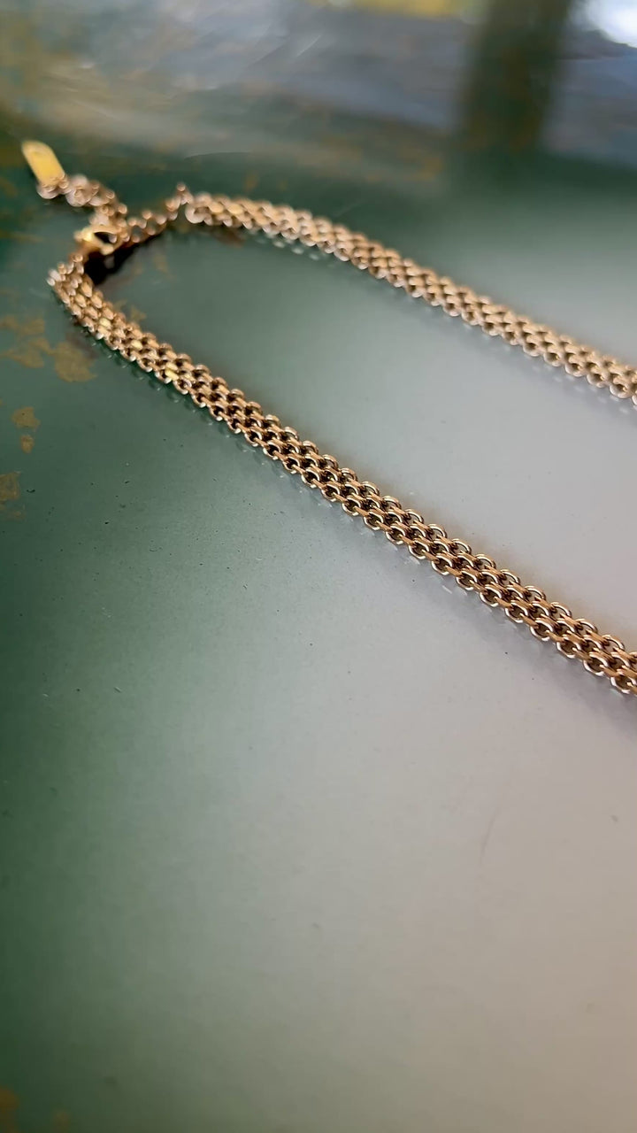 Frøken Dianas Salonger Halskjede Braided chain flettet lenke rustfritt stål gullforgylt