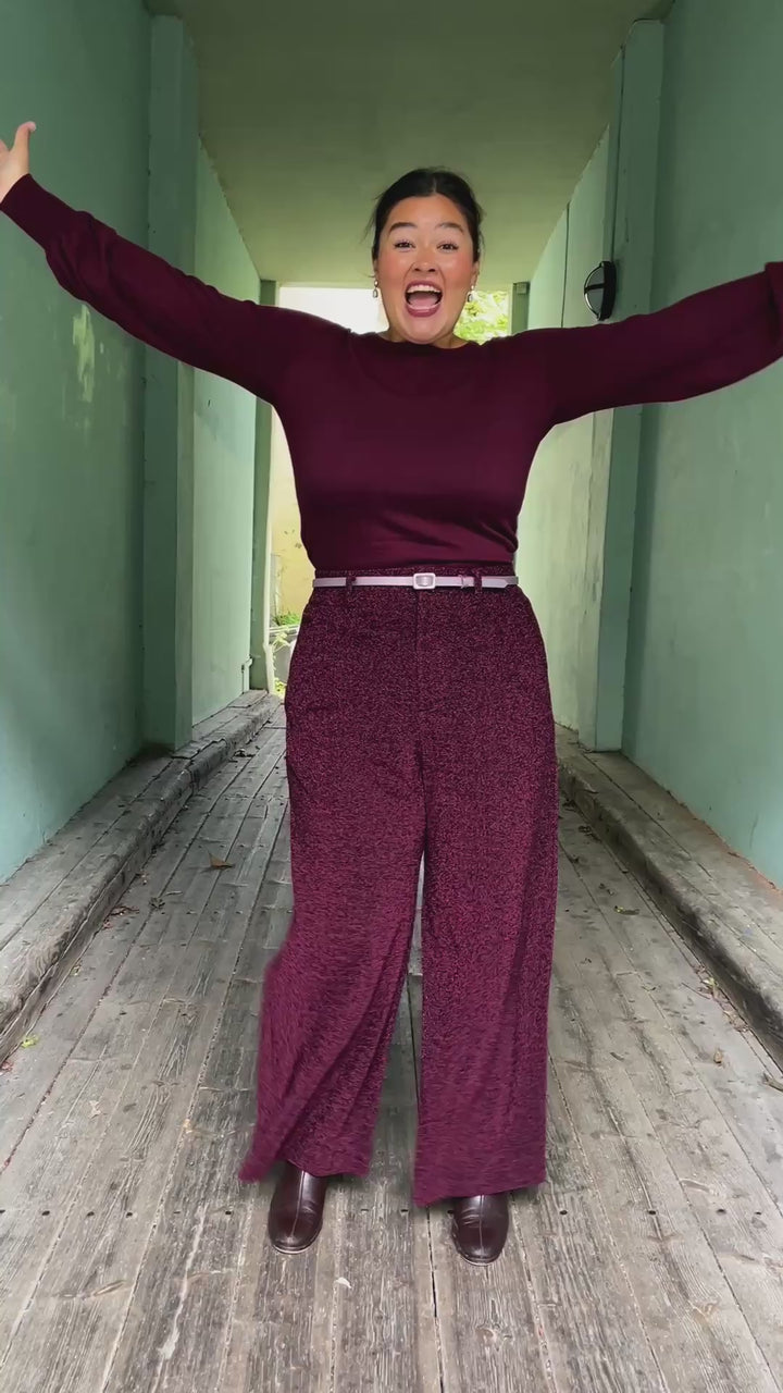 Hepburn pants lurex -burgundy