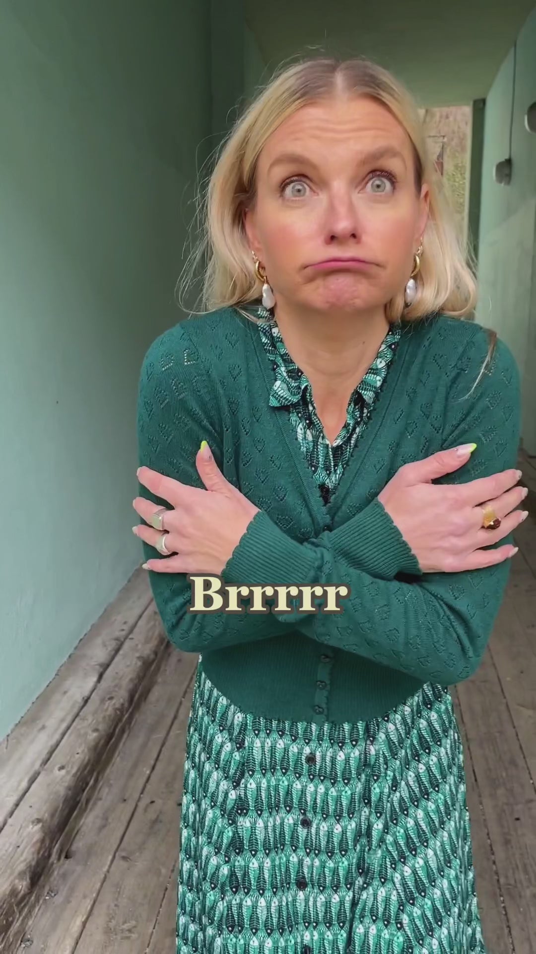 Cardigan V Heart Ajour - peacock green