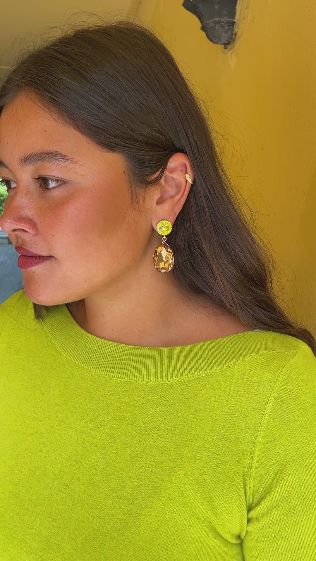 Perfect drop earrings - citrus green/light colorado topaz