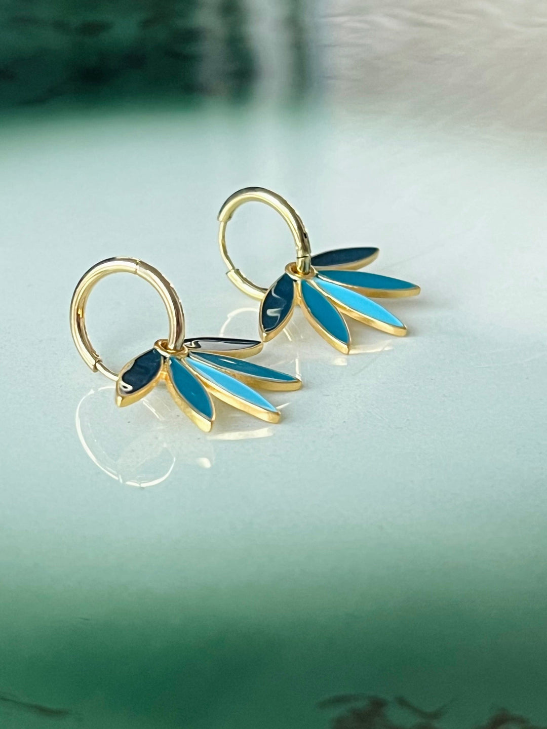 Urban Hippies øredobber Øredobber Gemma - blågrønn teal