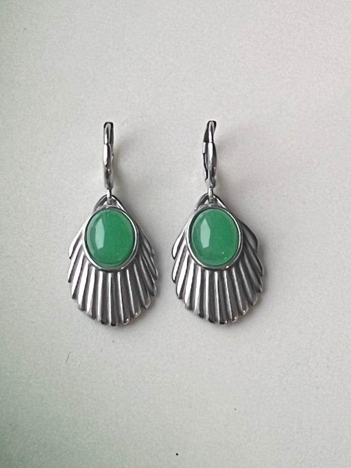 Urban Hippies øredobber Øredobber Venus - emerald sølv