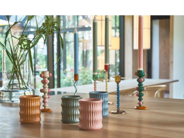 Villa Collection Lysestake Lysestake glass - gul/rød
