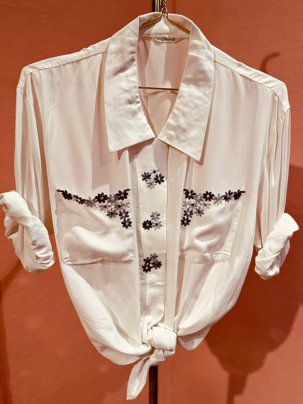 Vintage Vintage bluser L Vintagebluse - 175 Blomsterborder, str L